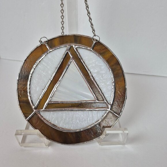 AA Recovery Symbol Stain Glass Suncatcher on a Chain - Picture 6 of 11